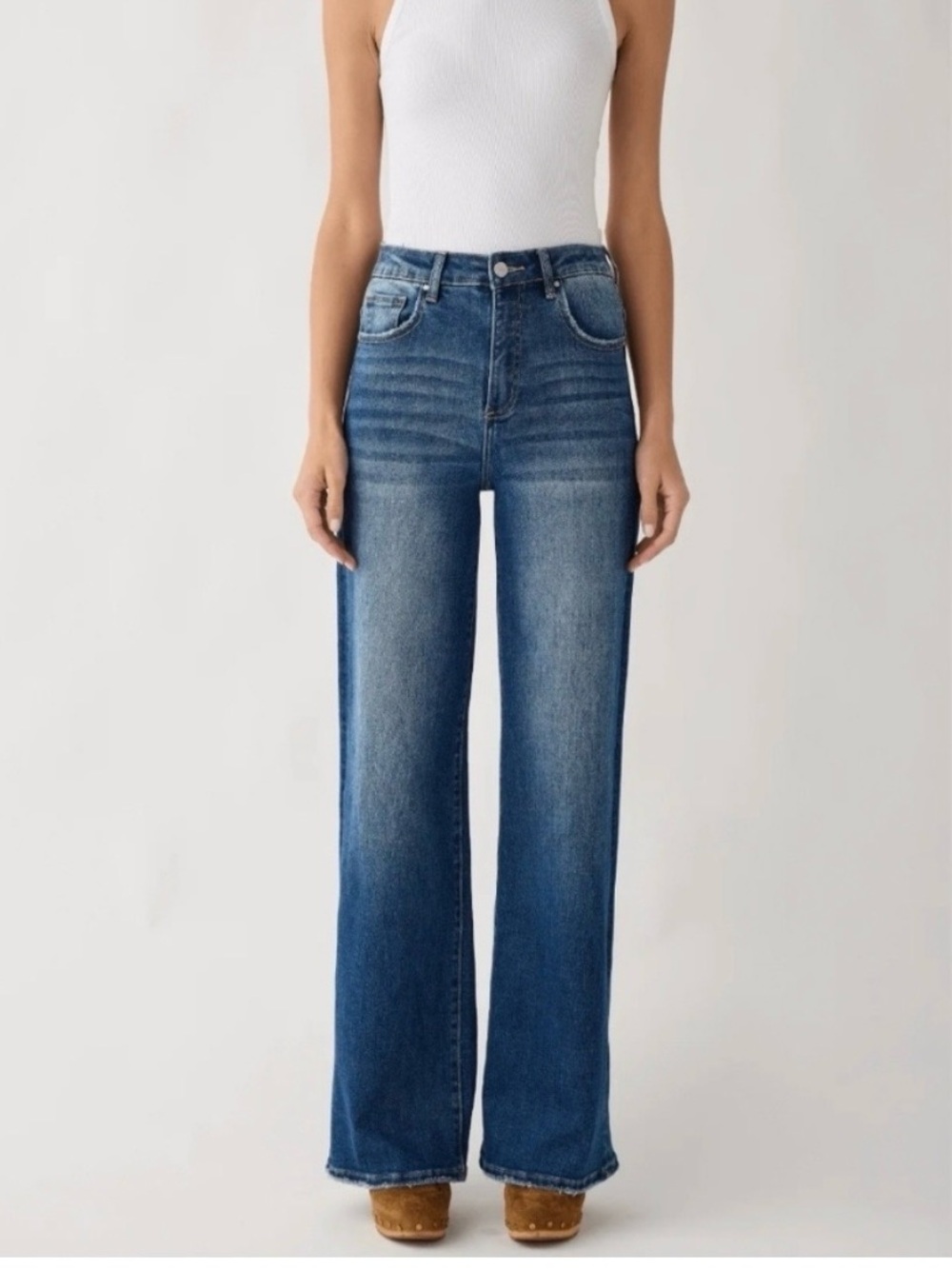Social Threads RISEN High-Rise Wide Leg Jeans - Blue